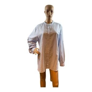 ZARA  Women’s Blue 55% Linen 45% cotton Long Sleeves Shirt Blouse Size Large